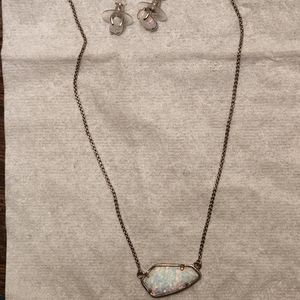 Kendra Scott necklace and earrings set white kyocera opal